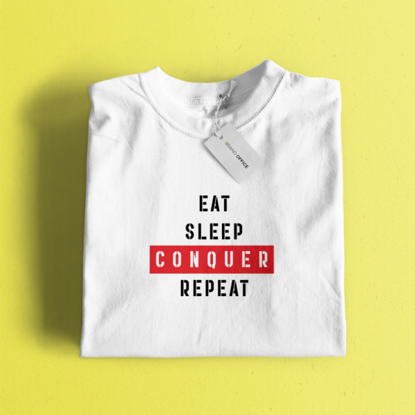 Eat Sleep Conquer Repeat T-Shirt for Sports, Gym and Fitness Enthusiast by Brand Office (1 pc)