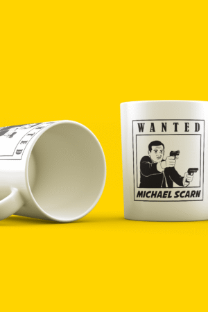 Wanted Poster of Michael Scarn Mug - Unique TV Show Fan Gift Idea for The Office, Institution