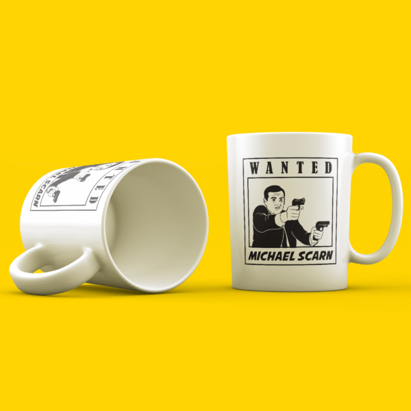Wanted Poster of Michael Scarn Mug - Unique TV Show Fan Gift Idea for The Office, Institution